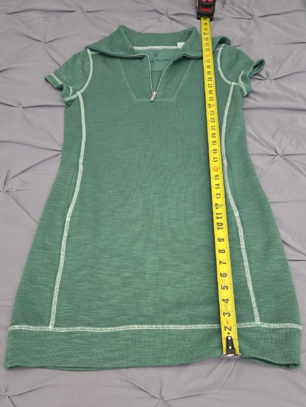 Tommy Bahama Green Zip-Front Short Sleeve Dress - Picture 12 of 14